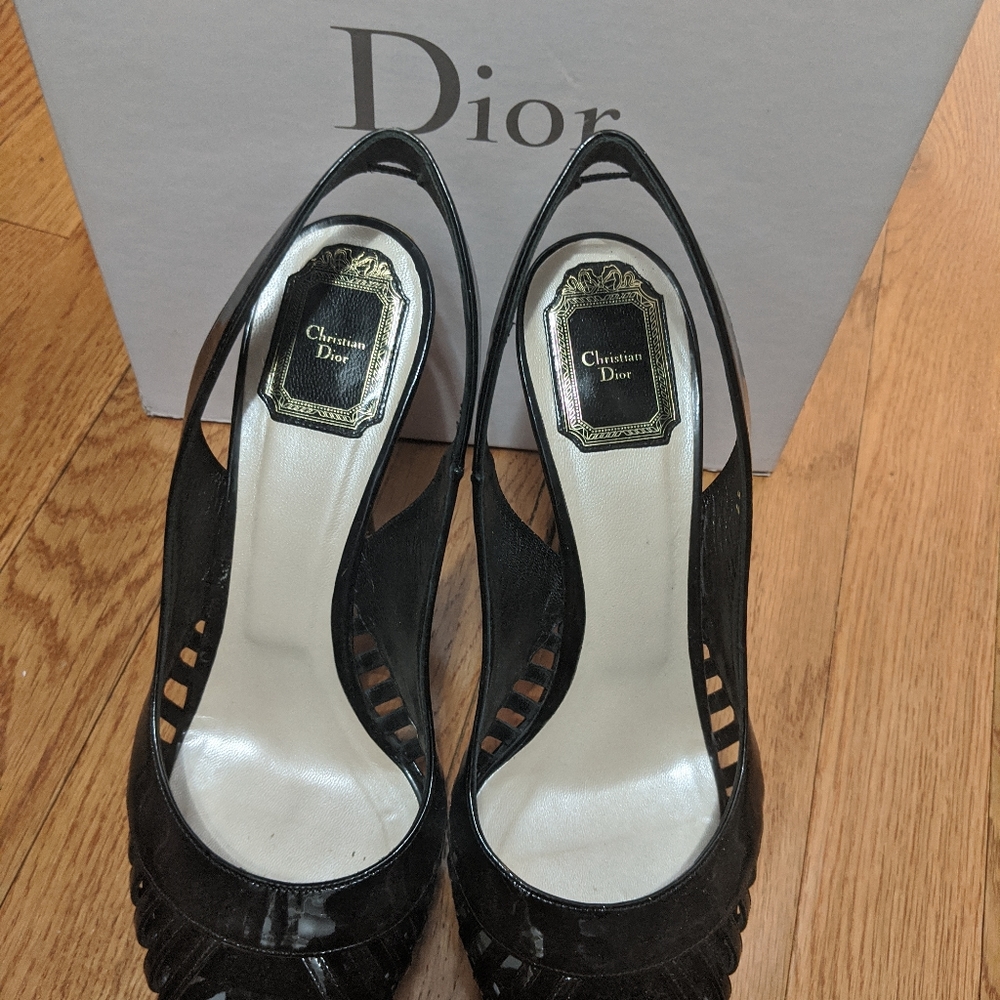 Christian Dior black leather pumps